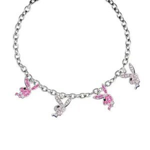 NEW PLAYBOY BUNNY GOLD AND PINK CHOKER NECKLACE